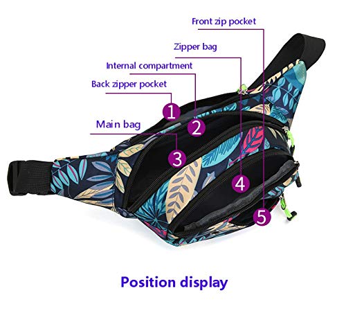 GUSTAVE Foldable Waist Bag for Men and Women Waterproof Foldable Bag Ultra Lightweight Nylon Fanny Pack with 4 Zipper Pockets, Adjustable Strap for Daily Use, Running, Hiking, Traveling