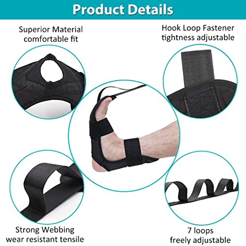Proberos® Yoga Belt for Women Men 5 Loops Foot Stretcher Strap for Stretching Bands Exercise Fitness Rehabilitation Ligament Ankle Joint Correction Hemiplegia Training 2 PCS