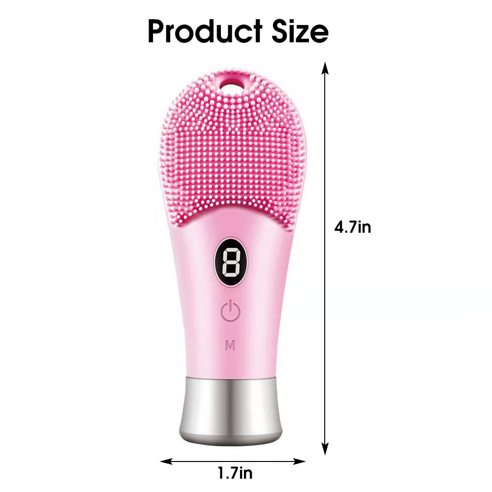 MAYCREATE Rechargeable Facial Cleansing Massager Brush Ultrasonic High-Frequency Vibration Facial Cleanser,Heated Silicone Facial Scrubber,Waterproof Design, for Deep Cleansing, Exfoliating