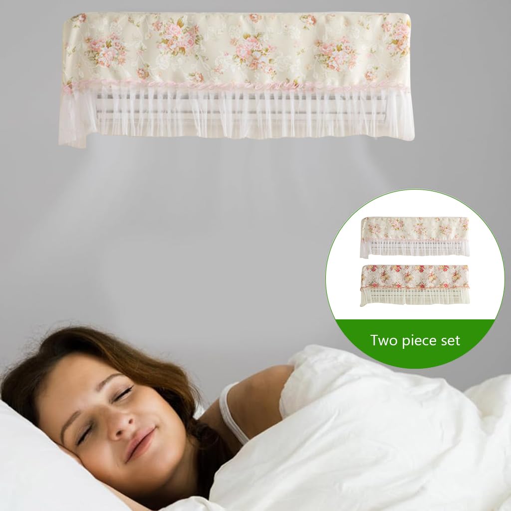 HASTHIP 2Pcs Air Conditioner Cover Dust Cover Fashion Lace Cloth Cover Universal Summer Air Conditioner Hood Cover for 1-1.5p Air Conditioner