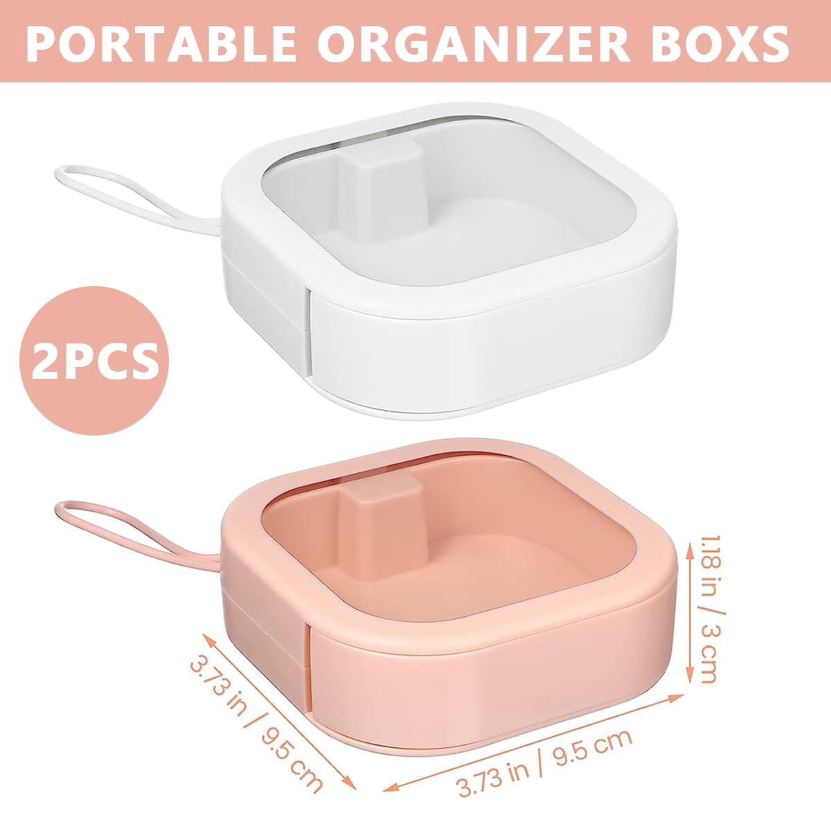 MAYCREATE 2pcs Accessories Organizer Box Travel Transparent Organizer Case for Rings, Hair Clips, Bobby Pins, Makeup Accessories, Cotton Swab, Hair Ties, Hair Accessory Organizer Case