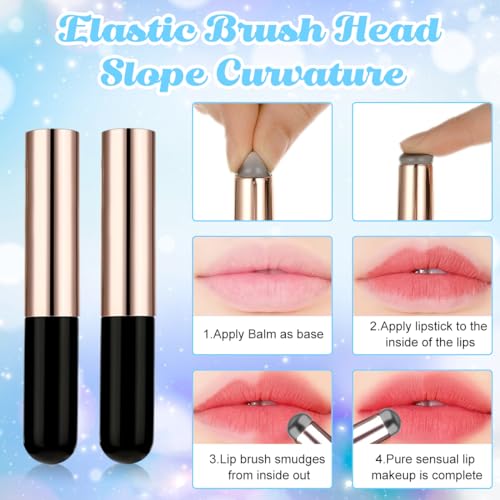 MAYCREATE 2pcs Silicone Lip Applicator Silicone Lip Brush Lip Balm Lipstick Applicator Concealer Applicator with Cap for Lipstick, Lip Gloss, Lip Tint, Lip Mask - Black