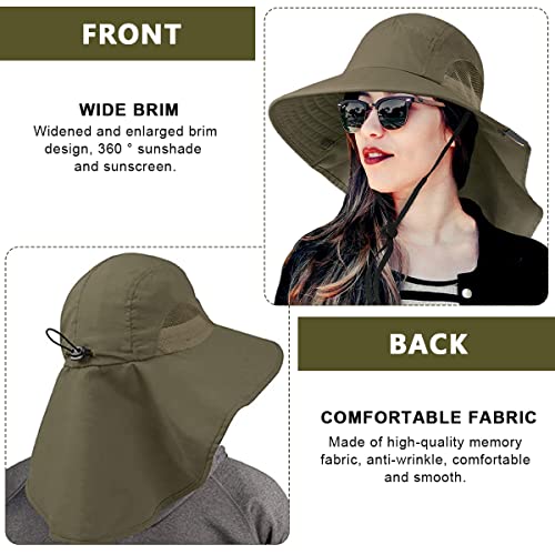 GUSTAVE® Wide Brim Summer Cap for Men Women with Neck Flap UPF50 Hiking Safari Fishing Sun Protection Beach Hats Summer 3 PCS