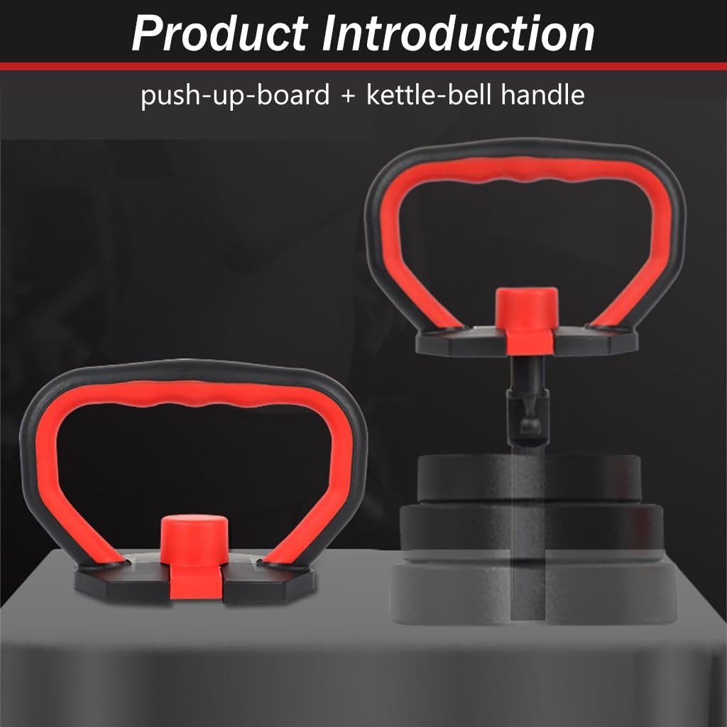 Proberos 2Pcs Kettlebell Converter Handle with Weight Plate Holder Shaft Dumbbell to Kettlebell Adjustable Converter Handle Anti-slip Safe Kettlebell Handle for Dumbbell Plates Push Up Floor Handles