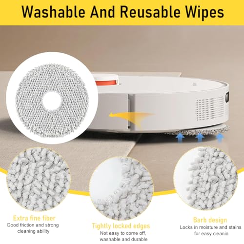 HASTHIP® Drea-me Vacuum Cleaner Accessories for L10s Ultra L10 Robot Cleaners Replacement with 4 Side Brushes Activated Carbon Filtration Net Mops Dust Bags 3 PCS