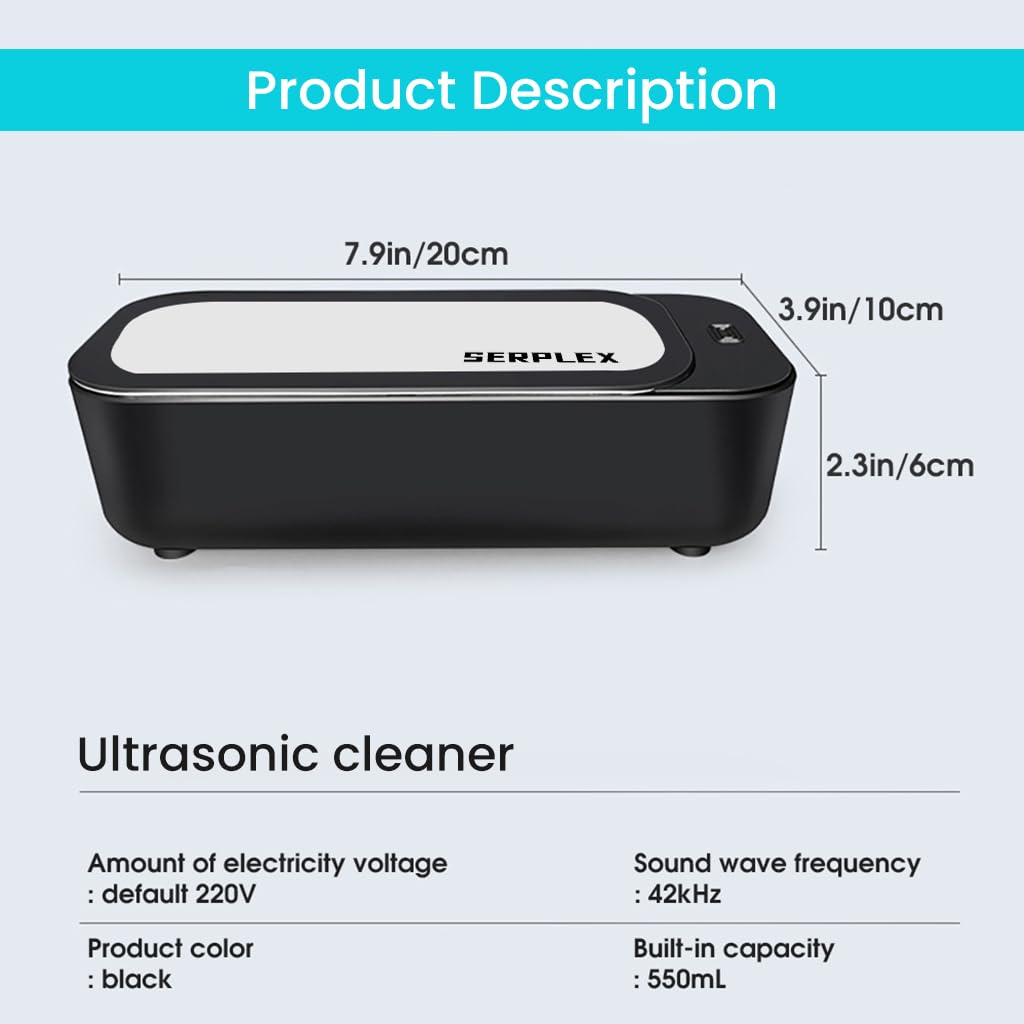 HASTHIP 42 kHZ Portable Professional Ultrasonic Mini Jewelry Cleaner with Stainless Steel 450ml Chamber for Cleaning Jewelry, Eyeglasses, Watches, Ring, Necklaces