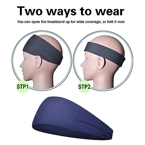 Proberos Head Band for Women Men, Premium Headband Sports Sweat Band, Elastic Non Slip Hair Band for Running Sports Travel Fitness Riding (Pack of 5)