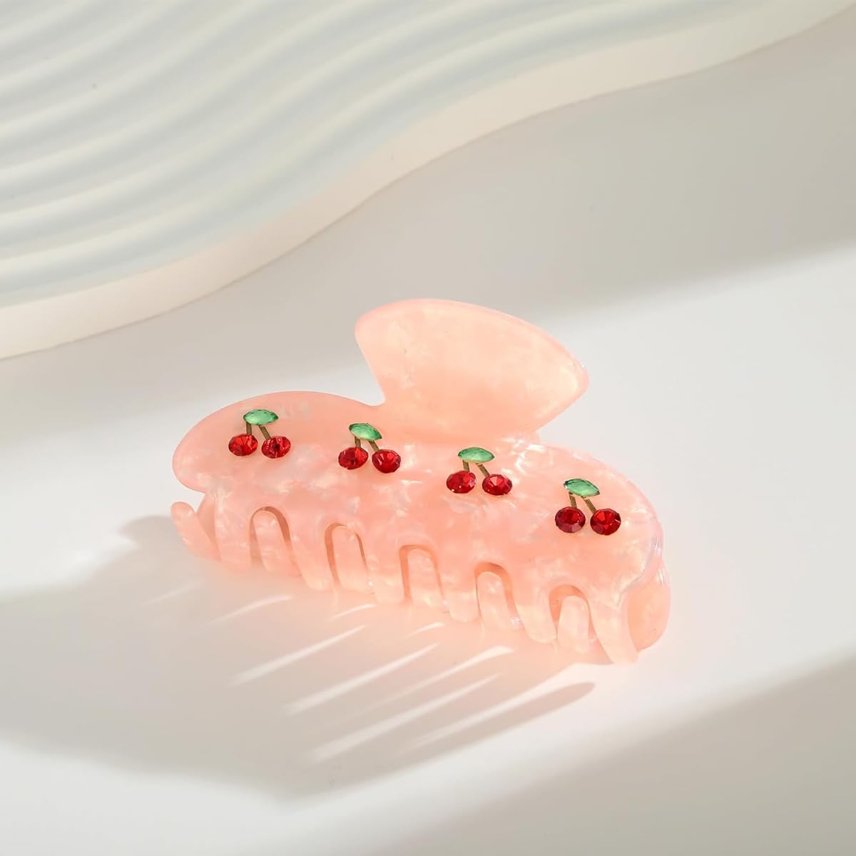 PALAY Hair Claw Clips for Women Pink Cherry Claw Clips Acrylic Hair Claws Medium Size Hair Clips Jaw Aesthetic Nonslip Hair Clamps for Women Ladies