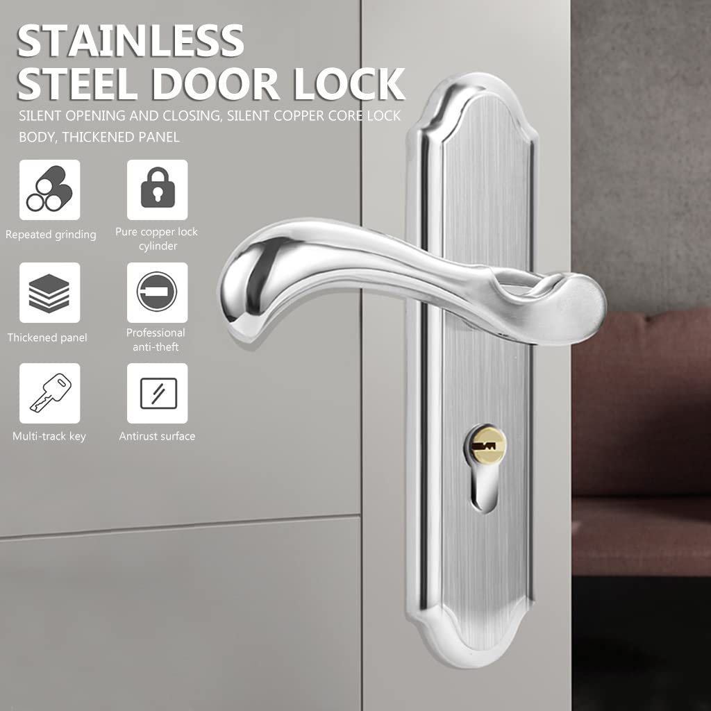 HASTHIP Heavy Duty Door Lock, Main Door Lock Set with 3 Keys, Mortise Keyed Lever Mount Latch with Deadbolt for Screen and Storm Doors, Satin Nickel, Style A