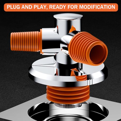 HASTHIP® Washing Machine Drainage Adaptor Plastic Triple Inlet Floor Drain Connector with Anti-Odor Gravity-Control Valve Multi Interchangeable Adapters Anti Clogging Pests for Kitchen Sink 2PCS