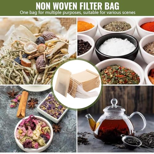 HASTHIP® Disposable Tea Filter Bags for Loose Unbleached Wood Pulp Drawstring Leaking Proof Design Travel Portable Water Bottle Pot Cups Mug Pack of 100 2PCS