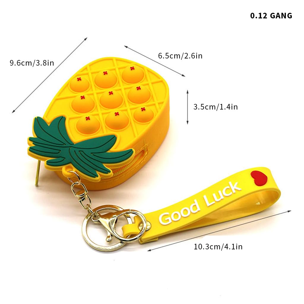 SANNIDHI Pineapple Coin Pouch Keychain Cute Silicone Zipper Coin Bag Small Key Chain Coin Purse Pouch Handbag Backpack Charms