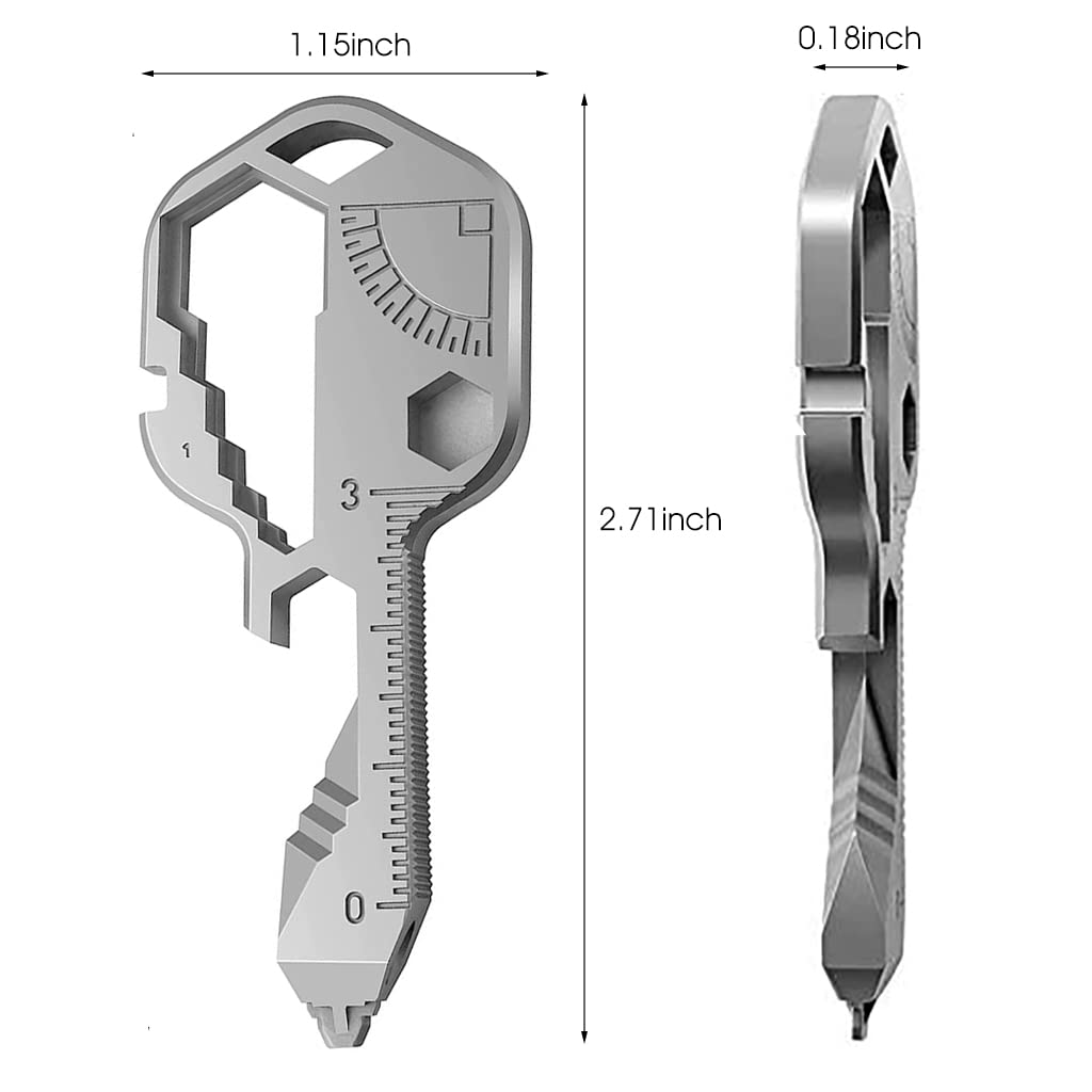 HASTHIP 24- in-1 Key Shaped Pocket Tool, Multi Tool Keychain, Multitool Key Shaped Pocket Tool, Outdoor Keychain Tool for Drill Drive, Screwdriver, File, Bottle Opener, Wrench, Ruler, etc (White)