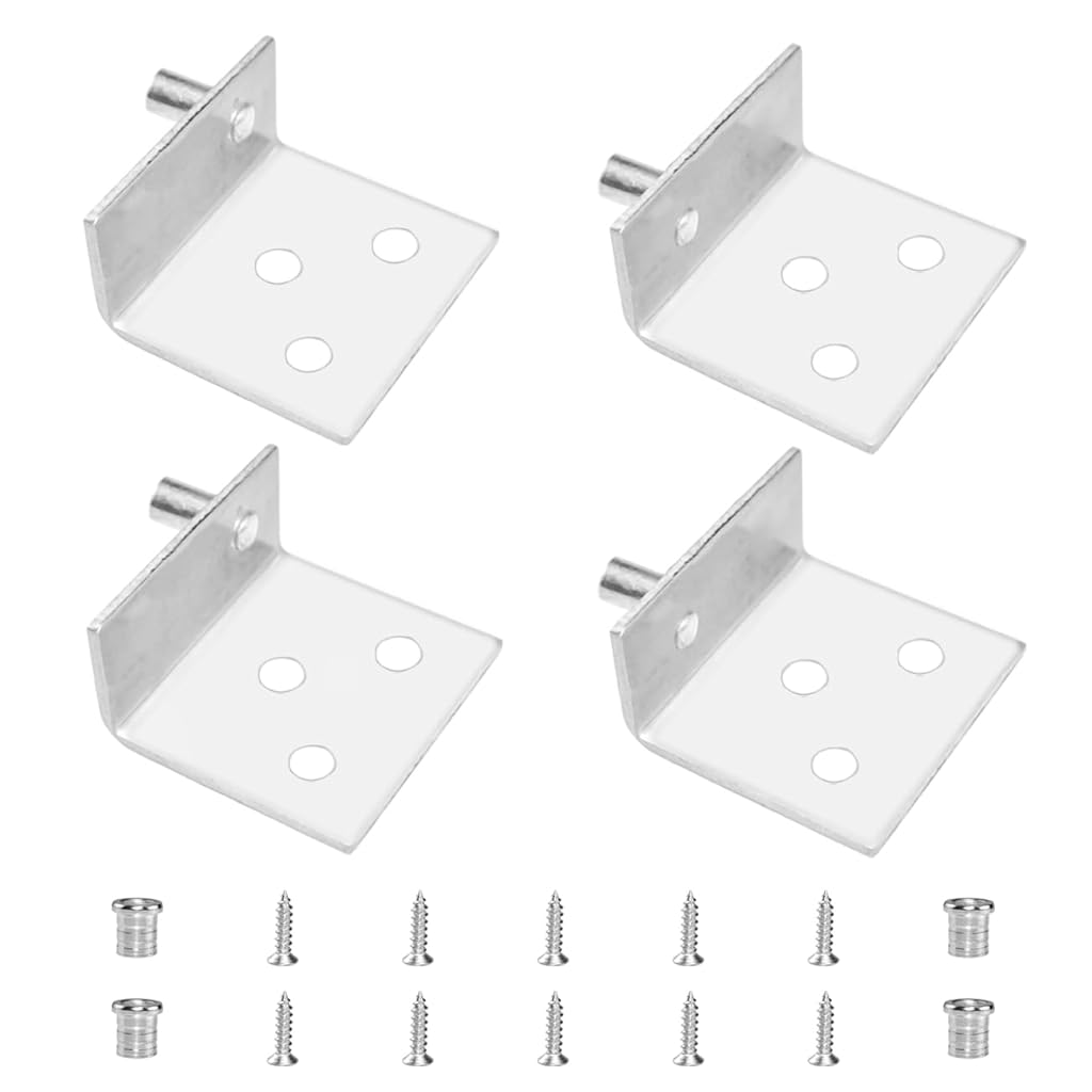 Serplex® 4Pcs Pivot Hinges Stainless Steel Silver Heavy Duty Concealed Shaft Door Hinges with Bushing for Wood Doors, Drawers, Furniture Cabinets, Wardrobe, Showcase, etc-Metallic