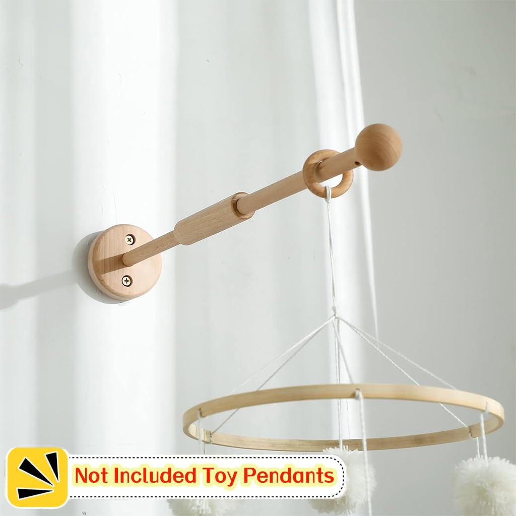 SNOWIE SOFT Wooden Wall Mounted Arm Baby Mobile Hanger Mobile Holder for Crib Hanging Toys for Babies, Crib Mobile Toy Hanger Beech Baby Crib Mobile Arm Cradle Toys Crib Hanger (Not Included Toys)