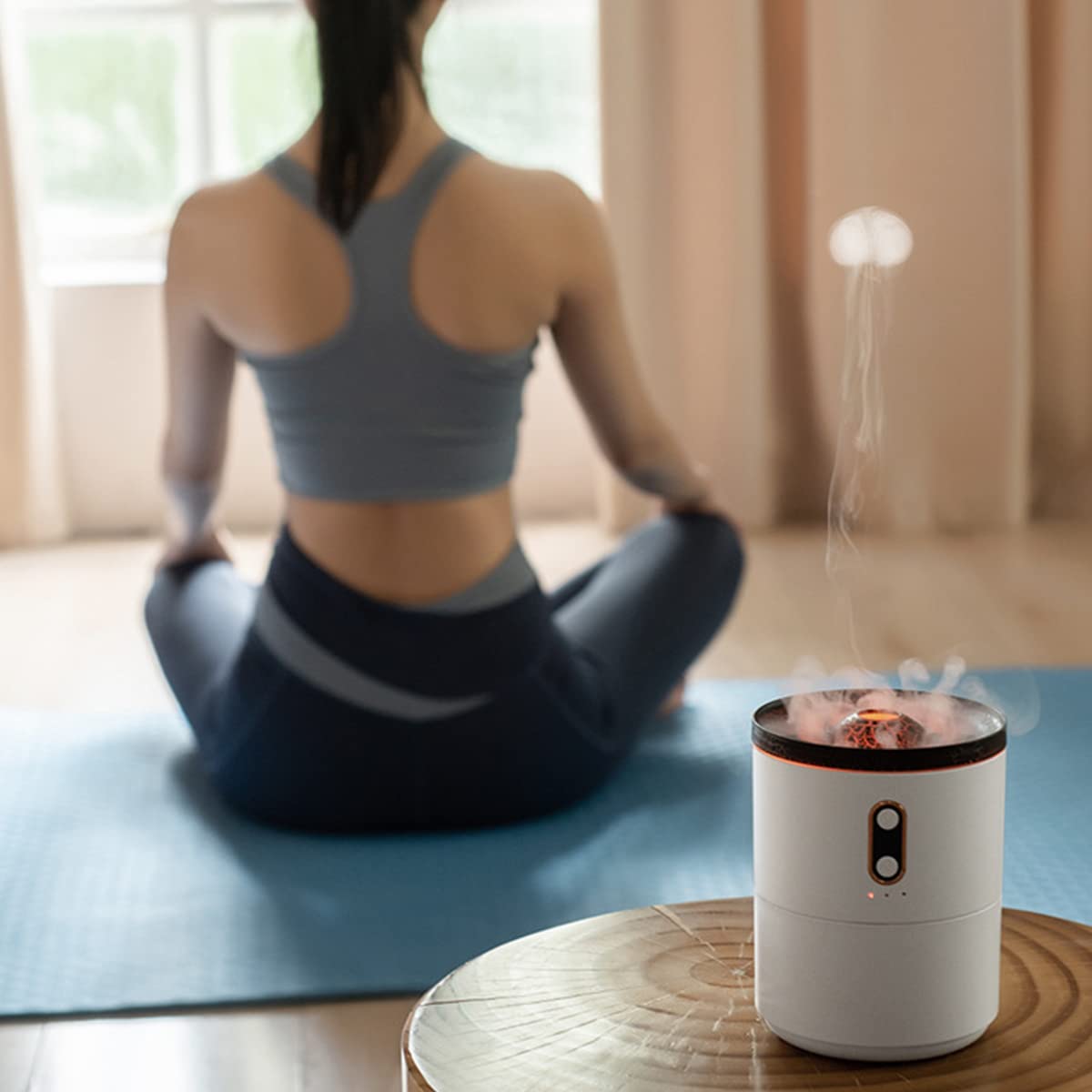 HANNEA Humidifier for Room Moisture 450ML Jellyfish Volcano Warm & Cool Mist Flame Lighting Effect Aroma Diffuser for Home Fragrance Essential Diffuser 24dB Silent Humidifier 2/4/6 Hours Timer