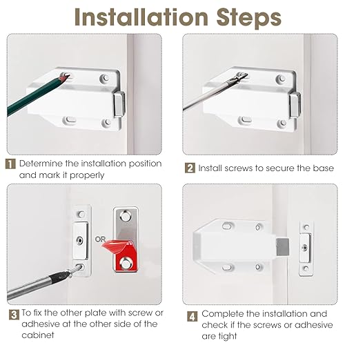 HASTHIP 2Pcs Latch Lock for Door, Magnetic Push Latch Heavy Duty Push to Open Cabinet Hardware Magnetic Touch Latches for Large Door Push Release Latch Kitchen Drawer (Black)