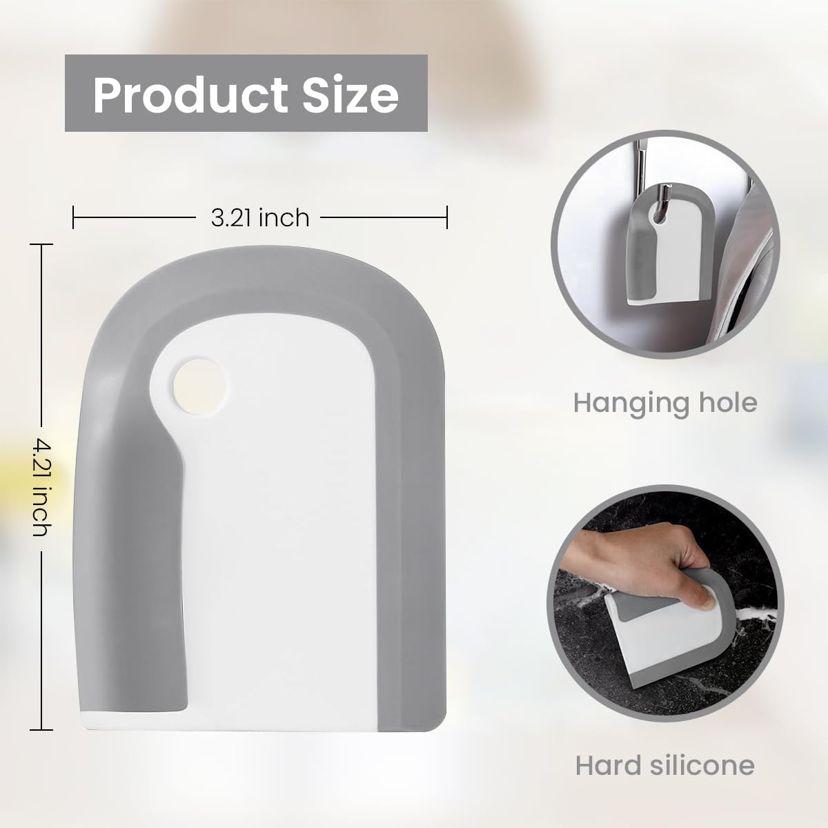 Supvox Kitchen Dish Cleaning Scraper, Soft Silicone Residue Stain Squeegee Small Squeegee for Kitchen Sink, Dishes and Countertops