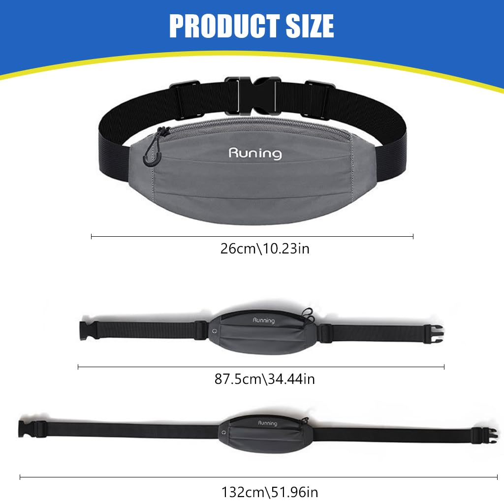Proberos Jogging Belt Bag Waist Pack Sweatproof Running Bag Double Layer Zipper Pouch Lightweight Jogging Belt Bag Adjustable Elastic Nylon Belt Design Outdoor Belt Bag for Running, Jogging, Fitness