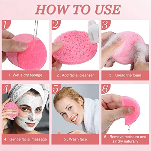 MAYCREATE 50pcs Compressed Facial Sponges for Estheticians, 100% Natural Cosmetic Spa Sponges for Facial Cleansing, Exfoliating Mask
