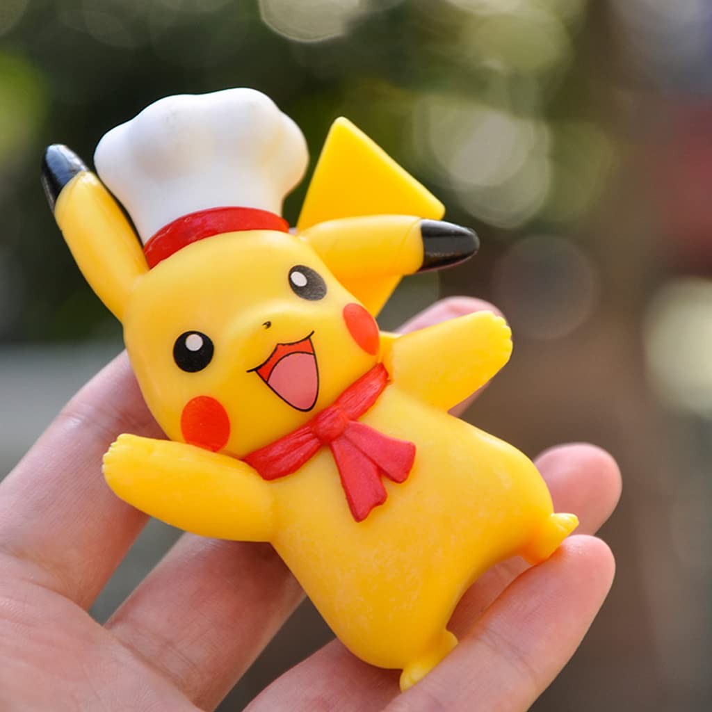 PATPAT Polyvinyl Chloride Set of 6 Pika-Chu Figure Toy Poke-Mon Figures Desk Decoration Poke-Mon Toy Figure Toy For Kids Anime Lovers Birthday Gift Room Decoration (9Cm), Multi Colour