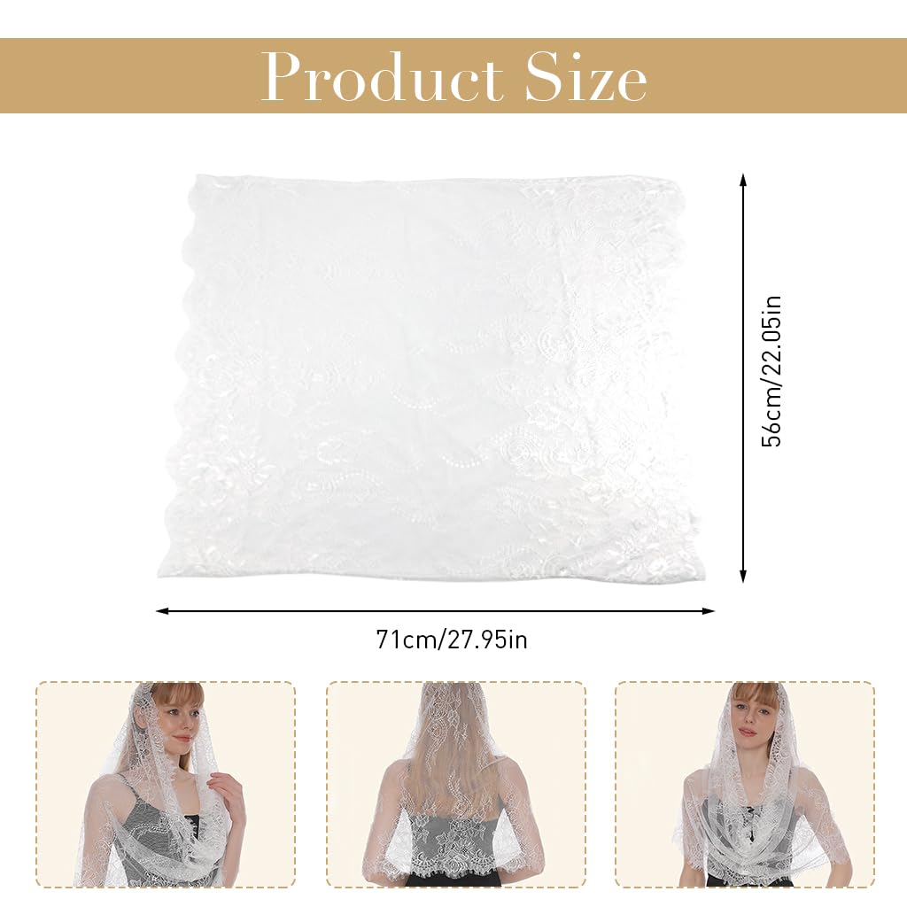 PALAY Sheer Lace Veil Bridal White Lace Veil Spanish Mantilla Bridal Veil Wedding Veil
