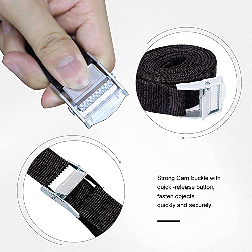 HASTHIP® 6 Pack Tie Down Straps Heavy Duty Lashing Adjustable Cam Buckle with Metal for Motorcycle Cargo Trucks Trailer Luggage 2.5m 2PCS