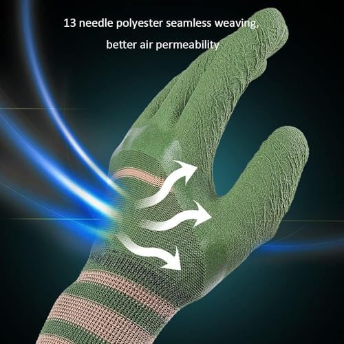 HASTHIP® 3 Pairs Gardening Gloves for Men Women Anti-slip Gardening Gloves Working Gloves Rubber Coated Gloves Waterproof Safe Anti Puncture Gloves for Gardening, Cleaning, DIY Projects, Harvesting