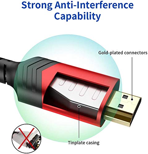 JSAUX 10K 8K HDMI Cable 2.1 2 Pack 6ft, JSAUX 48Gbps Ultra High Speed HDMI Cable Braided Cord, 4K@120Hz, 4K@144Hz, 8K@60Hz, HDCP 2.2&2.3, HDR 10, eARC,ARC Compatible with Dolby PS5 Monitor