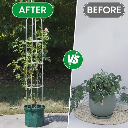 HASTHIP® Garden Plant Support for Climbers - Obelisk Trellis for Climbing Plants - 120CM Plastic Creeper Plant Support - DIY Adjustable Plant Climber Support for Clematis, Climbing Roses, Tomato, Ivy 2 PCS