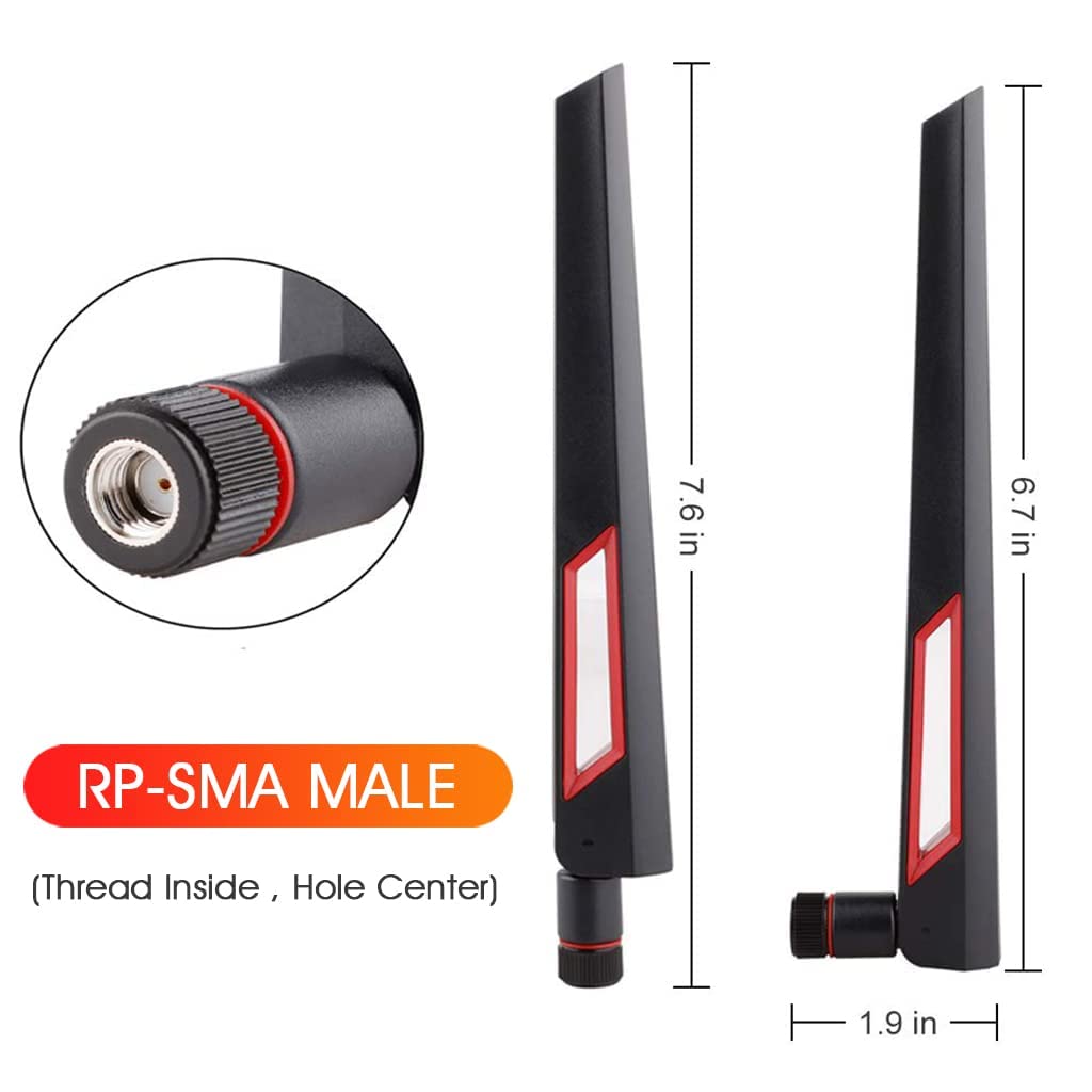 ZORBES 2PCS 2.4GHz 5GHz 5.8GHz Wireless Dual Band WiFi Antenna with RP-SMA Male Connector for PCI-E, WiFi Network, USB Card, Camera, Router, Hotspot