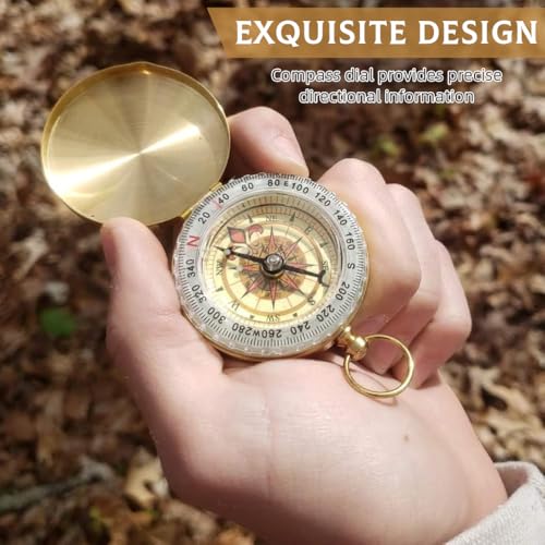 Proberos® Vintage Glow in Dark Pocket Compass 2.36 Inch Collectible Navigation with Metal Lid Hanging Ring Best Gift for Outdoor Enthusiasts Hikers Campers 3PCS