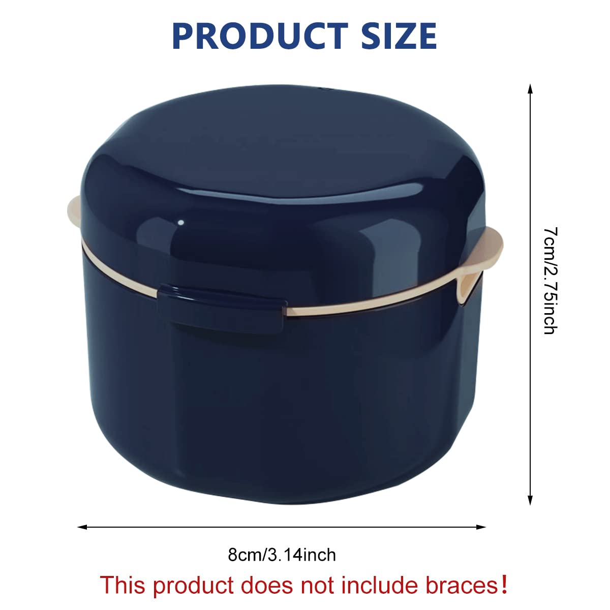 HANNEA Denture Case, Denture Bath Case Cup Box Holder Storage Soak Container with Strainer Basket for Travel, Retainer Cleaning (Blue)