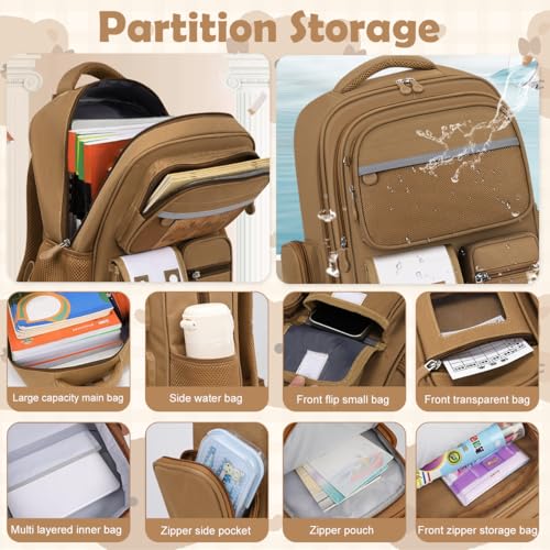 Climberty® Capybara Backpack with 6 Badges Capybara Post Cards Cute Bag Charm Kawaii Multi Compartment School for Girls 2 PCS