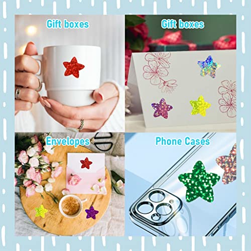 HASTHIP® Glitter Star Stickers 1000PCS 1 Inch 2.54cm Self-Adhesive for Reward Charts Incentives Sparkly Stars Kids Teachers School Office 8 Colors