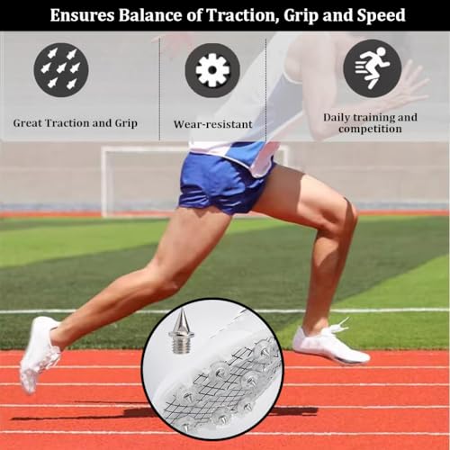 HASTHIP 20pcs Hard Steel Spikes Replacement for Track Spikes 1/4'' Steel Footwear Spikes with Spike Wrench, Ideal for Track Spikes, Field Spikes, Sprint Spikes
