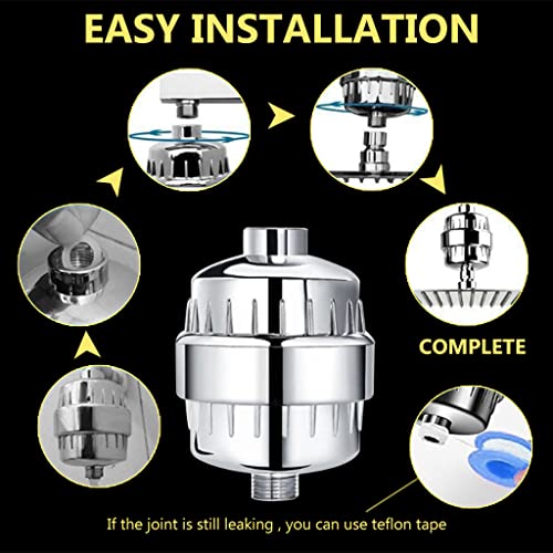 HASTHIP Hard Water Shower Filter with 2 15-Layer Filteration Replacement Water Filter Cartridge, 1 Tape and 2 Gaskets, Shower Head Filter to Remove Chlorine Fluoride, G 1/2'' Universal Water Filter