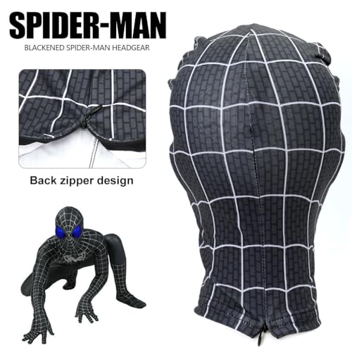 FANCYKU® 3D Spider Mask Cosplay Costumes Superhero Lenses Costume for Adult Kids Role Play Masks Halloween Christmas Masquerade Black White 3PCS