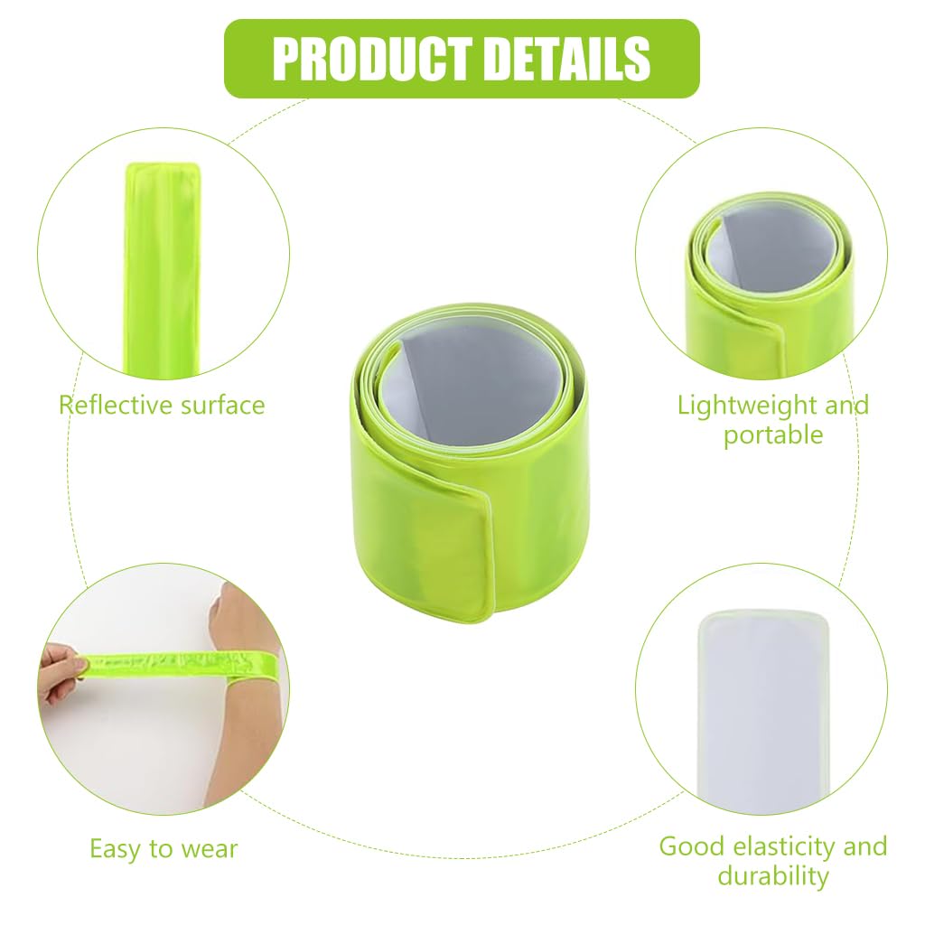 Proberos 15.7 inches Night Reflective Belts Flexible Safety Belt for Riding Warning Belt Bicycle Modification Reflective Belt Snap-and-Secure Reflective Belt for Night Running, Riding, Hiking, 6Pcs