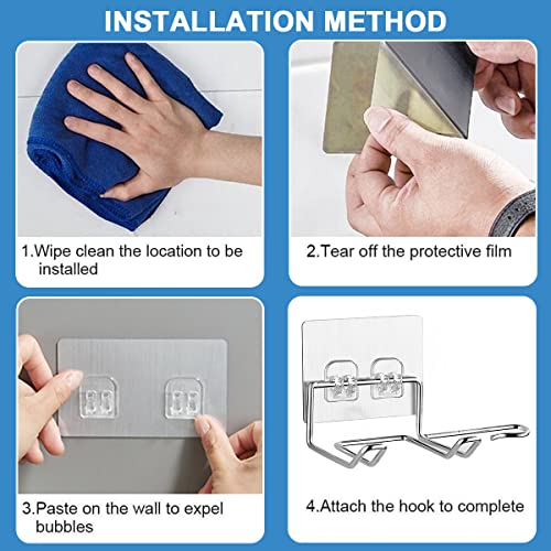 HASTHIP Hair Dryer Stand Self Adhesive Hair Dryer Holder Wall Mount Stainless Steel Hairdryer Rack Bathroom Blow Dryer Organizer Suitable for All Hair Dryer Models Grey