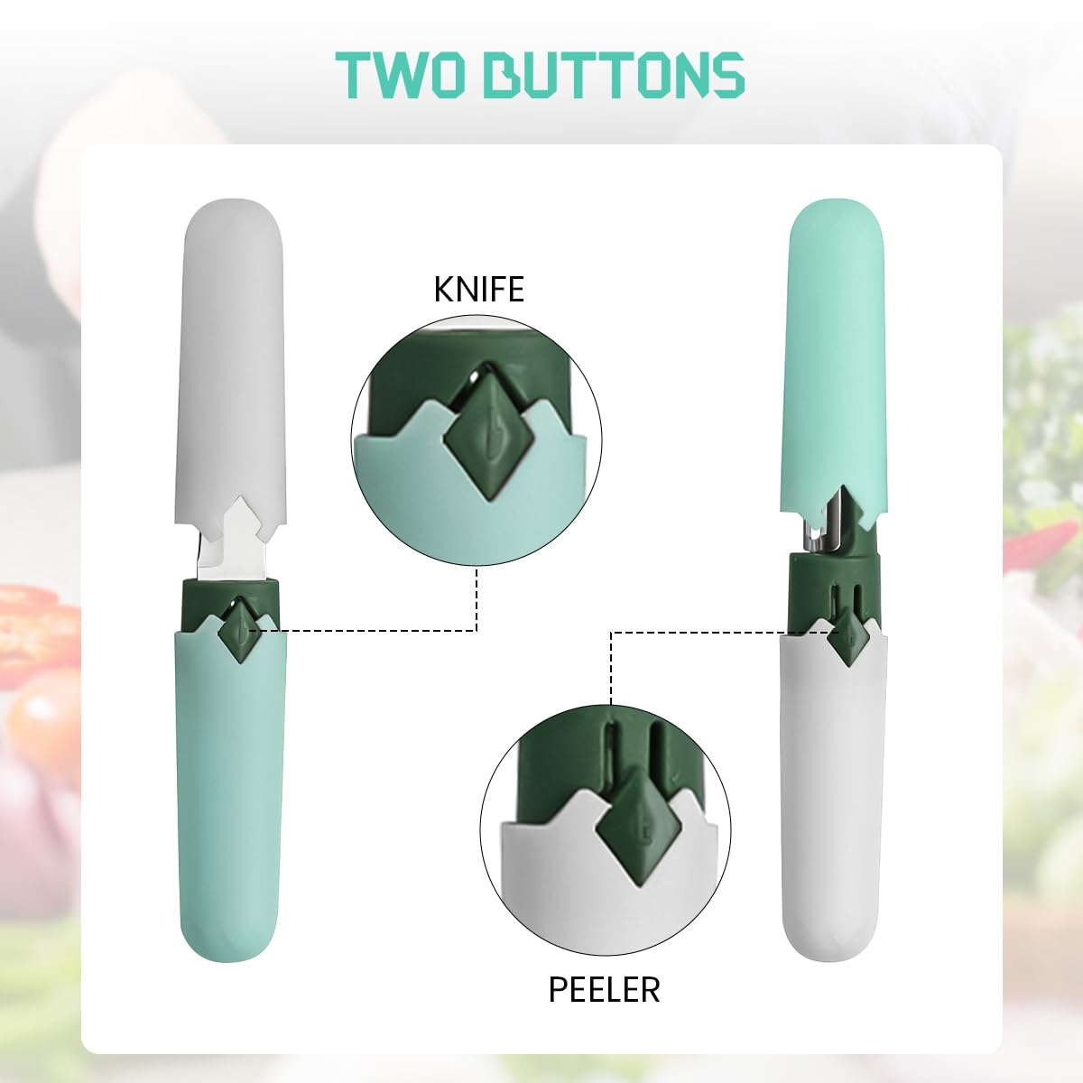 HASTHIP 2 in 1 Stainless Steel Fruit Knife Peeler, Vegetable Peeler Dual-Use Knife for Potato Cucumber Carrot Scrapper Double Edge Serrated Portable Peeling