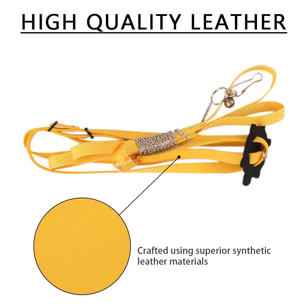 Qpets Harness Strap for Small Tortoise Leather Harness, Adjustable Tortoise Belt Turtle Traction Rope with 3.9ft Rope Walking Lead Control Rope for Turtles, Lizards