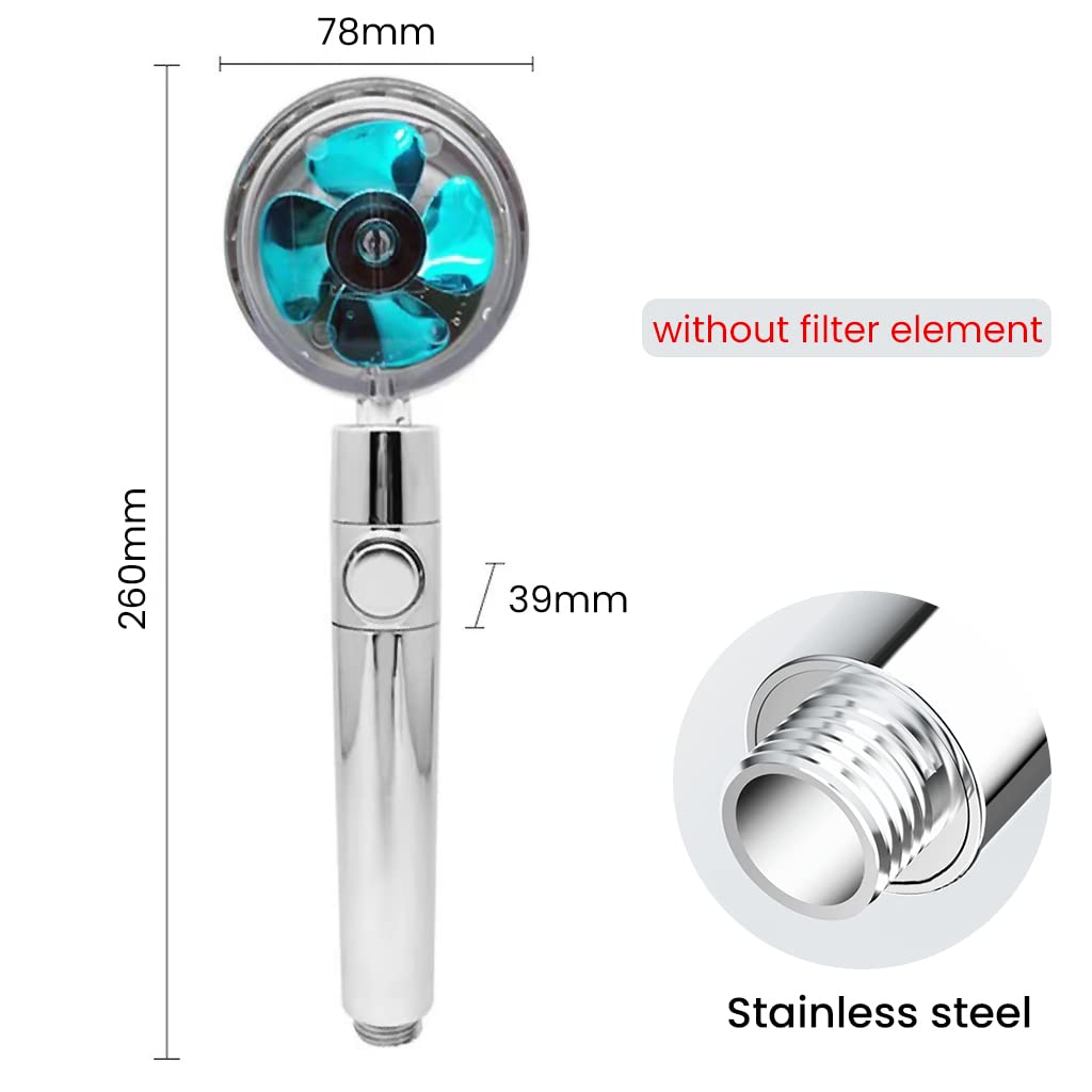HASTHIP Hand Shower for Bathroom, High-Pressure Water Saving Shower with 2 Filter Cotton, Hand Shower, 360° Rotating Water Shower Head with Pause Switch Turbocharged (Blue)