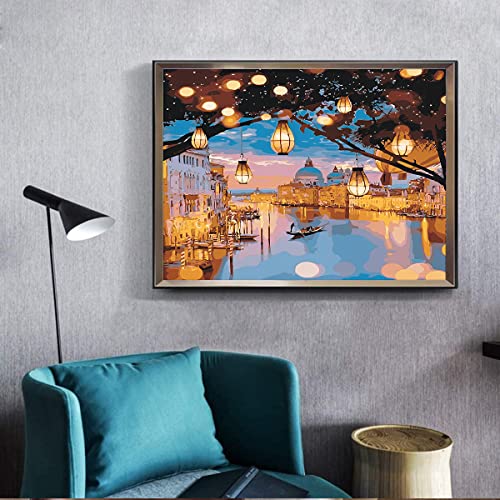 HASTHIP® DIY Oil Painting 40x50CM Paint by Numbers Kit for Adults and Kids Unframed Printed Canvas for Home Wall Decor Not Include Frame 2 PCS
