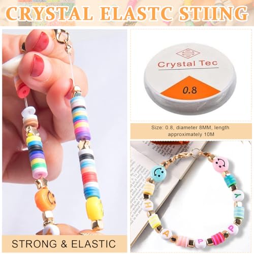 SANNIDHI® 9600PCS Clay Beads Jewellery Making Kit 24 Colors Bracelet Polymer Flat Set Alphabet with Charms DIY Craft Gift Kids Activity Girls Women
