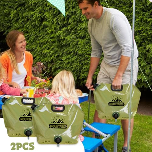 Proberos 2Pcs Water Bag with Valve 8L Capacity Outdoor Water Bag with Handle Food Grade Reuseable Water Jug Bag Camping Water Carrier Clean Water Container