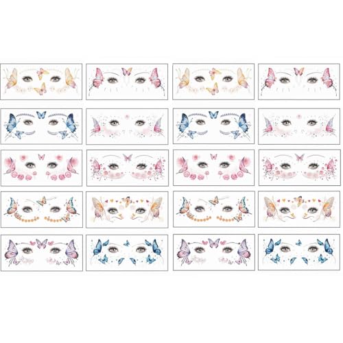 MAYCREATE® Tattoo Sticker Butterfly Colorful Glitter Butterfly Temporary Tattoos for Women Girls Waterproof Mehendi Tattoo Sticker for Eyes, Face, Hands, Body, Make Up
