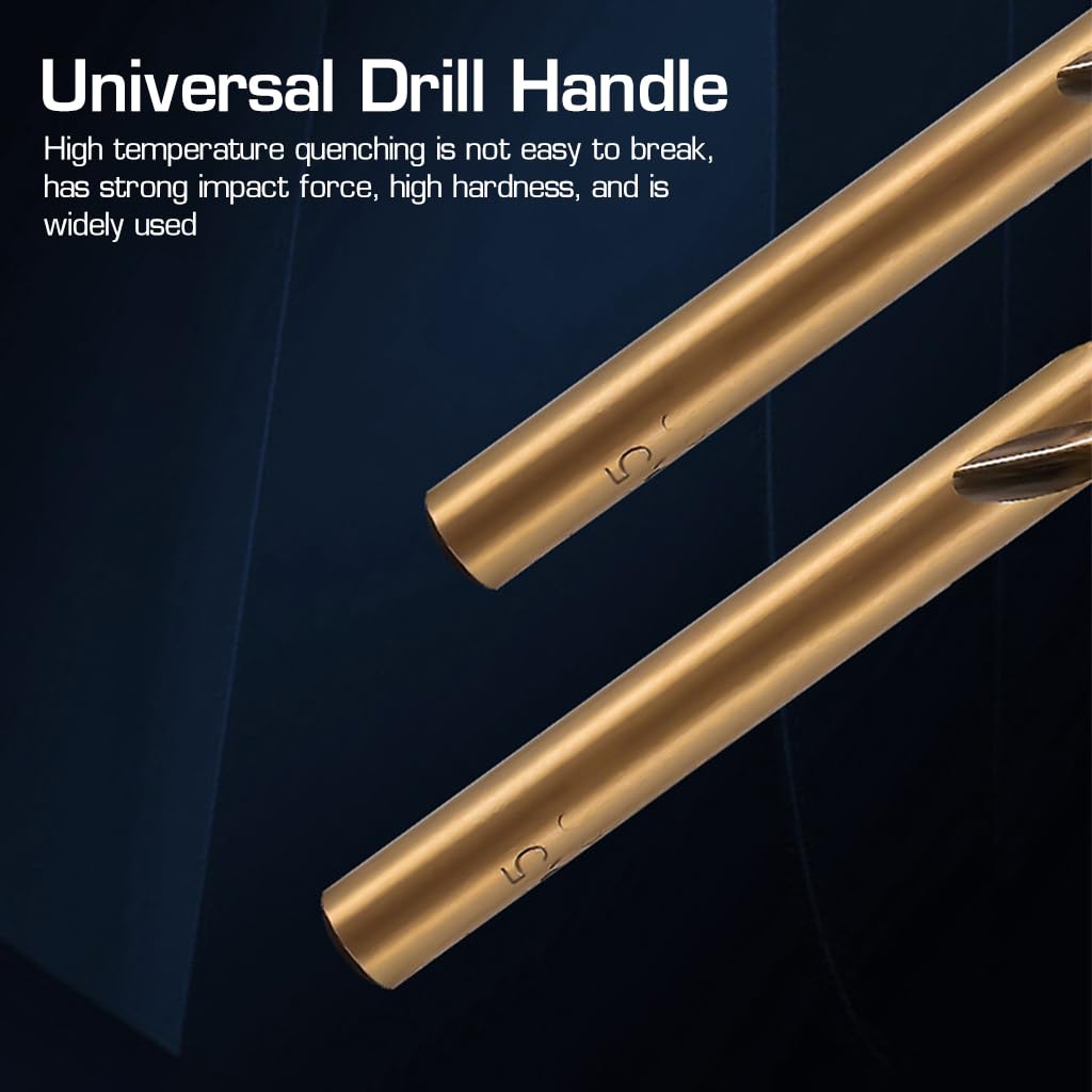 Serplex 13Pcs HSS Twist Drill Bit Set Twist Drill Milling Bits 1.5-6.5mm M35 High Speed Steel Twist Drill Bits 135 Degree Split Point for Stainless Steel, Cast Iron, Hard Metal, Plastic and Wood