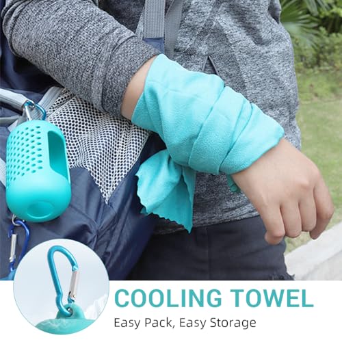 Proberos® Quick Dry 40x40cm Cooling Towel for Gym Outdoor Microfiber Sweat Men Women Yoga Portable Pocket Face with Silicone Box Carabiner Green 2 PCS