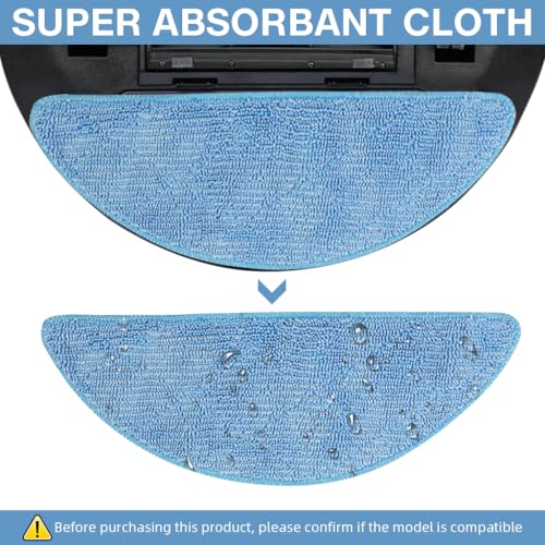HASTHIP® 8PCS Mop Cloth Replacement Accessories for Ecovacs Deebot U2 Pro Replenishment Kit Parts Microfiber Washable Reusable Absorbent Spare